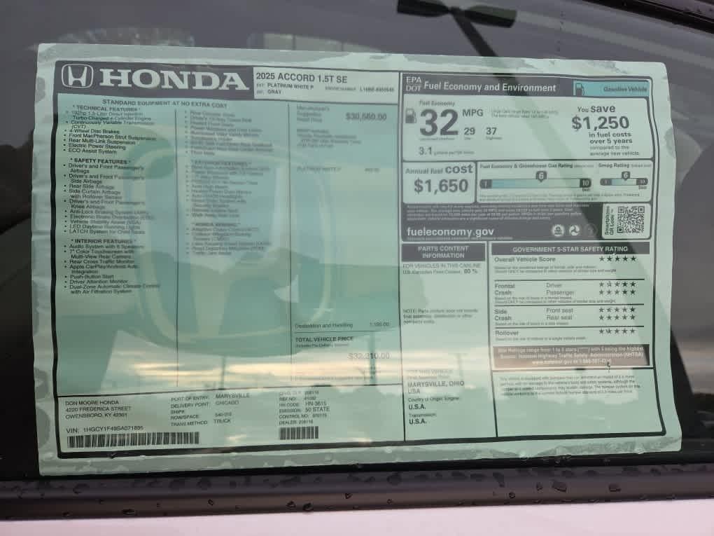 2025 Honda Accord Sedan SE